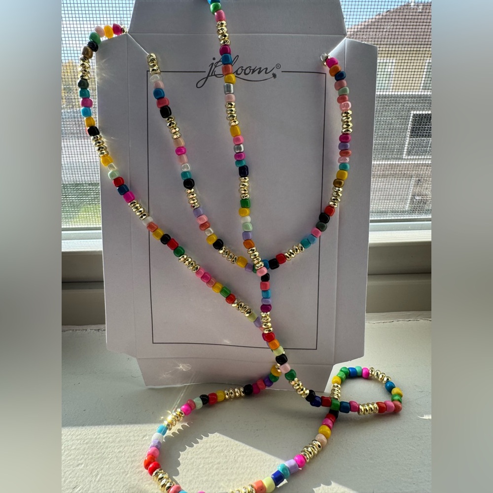Jbloom Colorful Beaded Necklace with Gold Accents